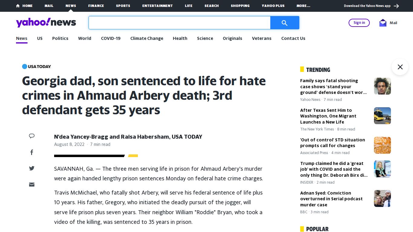 Georgia dad, son sentenced to life for hate crimes in Ahmaud Arbery ...