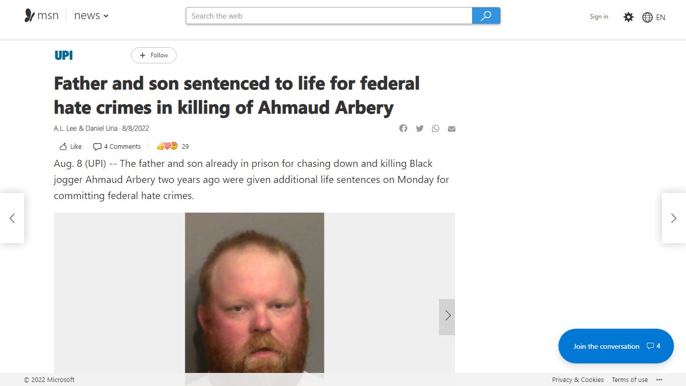 Father and son sentenced to life for federal hate crimes in killing of ...